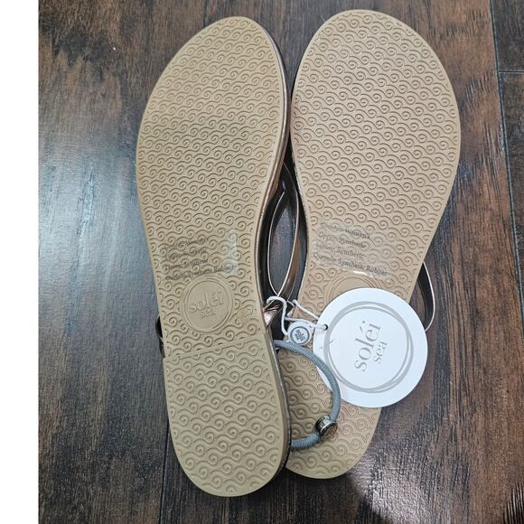 New Revolve Solei Sea Flip Flop Metallic Pewter Size 7 Vegan Leather - Picture 5 of 5